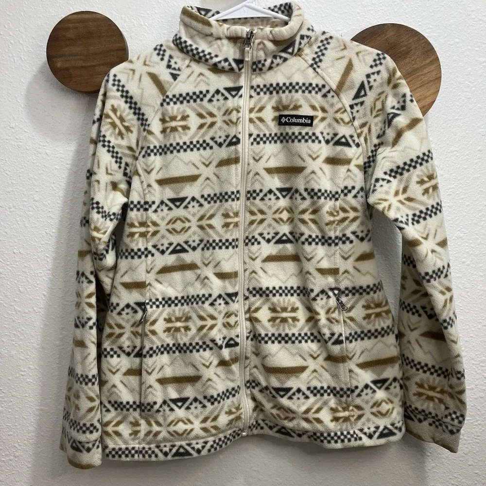 Columbia Aztec Print Fleece Jacket Full Zip Girls XL (18/20) Fits Adult S/M